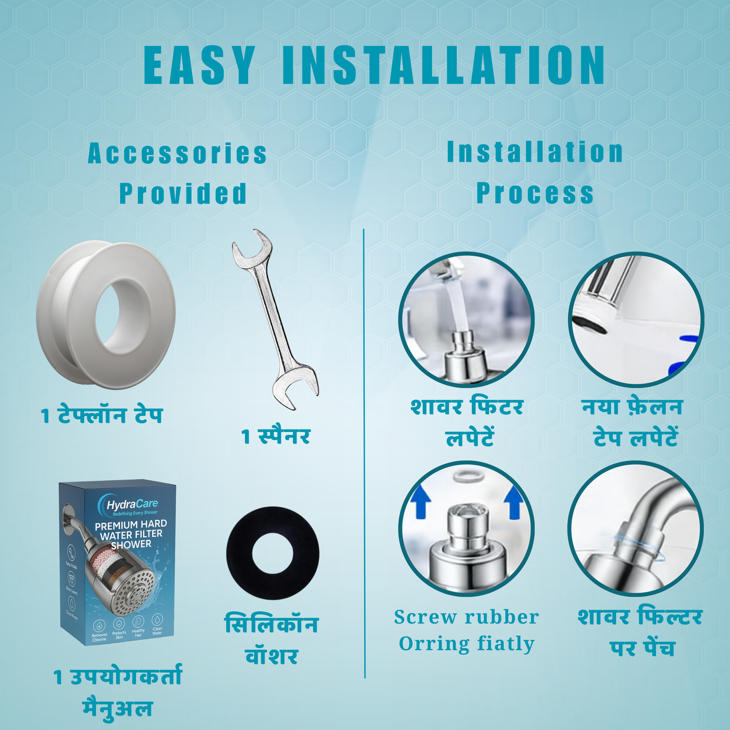 HydraCare Premium Shower Filter for Hard Water